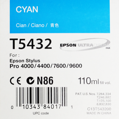Encre Epson C13T543200 T543200 Cyan 110ml