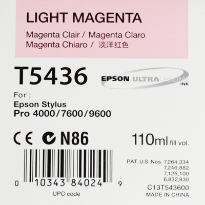 Encre Epson C13T543600 T543600 Magenta Clair 110ml