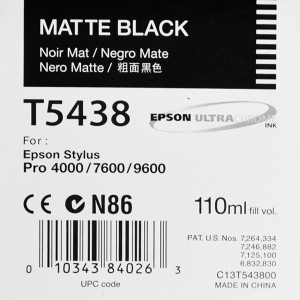 Epson T5438 (C13T543800) - Cartouche d'encre Noir Mat 110ml