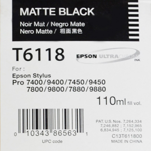 Epson T6118 (C13T611800) - Cartouche d'encre Noir Mat 110ml
